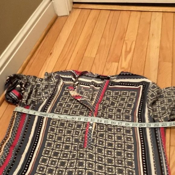 BEULAH Delilah Geometric Square 3/4 Sleeve Shirt Dress with Pockets Large - Picture 15 of 15